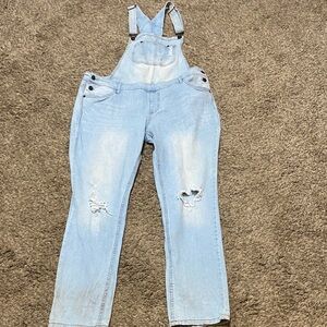 Mossimo Denin Faded Distressed Overalls SizeL